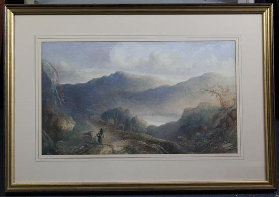 Sidney Paget (1860-1908) Figure in a Highland landscape, 11.5 x 19.75in.